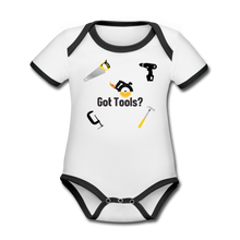 Load image into Gallery viewer, Organic Short Sleeve Baby Bodysuit Got Tools - white/black