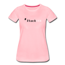 Load image into Gallery viewer, PlumbHER with Design on back Women’s Premium T-Shirt - pink