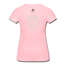 Load image into Gallery viewer, PlumbHER with Design on back Women’s Premium T-Shirt - pink