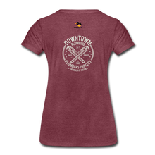 Load image into Gallery viewer, PlumbHER with Design on back Women’s Premium T-Shirt - heather burgundy