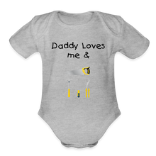 Load image into Gallery viewer, Daddy Loves Me & Tools Organic Short Sleeve Baby Bodysuit - heather grey