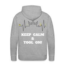 Load image into Gallery viewer, Got Tools?/Keep Calm Heart Beat Crown Unisex Premium Hoodie - heather grey
