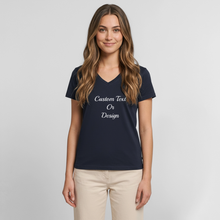 Load image into Gallery viewer, Customize Your Own. Women's Premium Organic V-Neck T-shirt - navy
