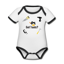 Load image into Gallery viewer, Organic Short Sleeve Baby Bodysuit Got Tools - white/black
