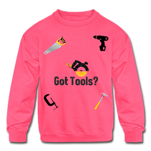 Kids' Crewneck Sweatshirt Got Tools - neon pink