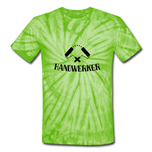Load image into Gallery viewer, Hand Worker Unisex Tie Dye T-Shirt - spider lime green
