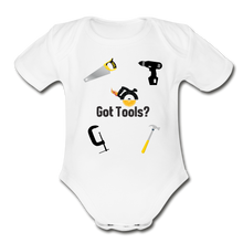 Load image into Gallery viewer, Got Tools/I Do! Organic Short Sleeve Baby Bodysuit - white
