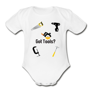 Got Tools/I Do! Organic Short Sleeve Baby Bodysuit - white
