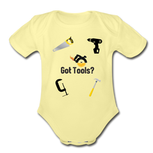 Load image into Gallery viewer, Got Tools/I Do! Organic Short Sleeve Baby Bodysuit - washed yellow
