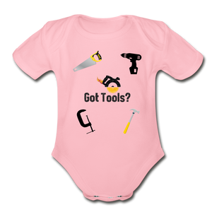 Got Tools/I Do! Organic Short Sleeve Baby Bodysuit - light pink