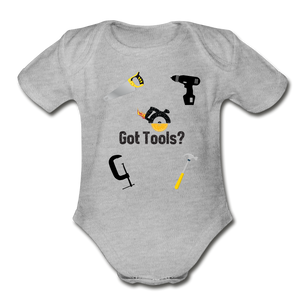 Got Tools/I Do! Organic Short Sleeve Baby Bodysuit - heather gray