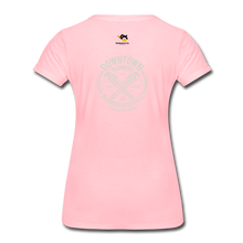 Load image into Gallery viewer, PlumbHER with Design on back Women’s Premium T-Shirt - pink
