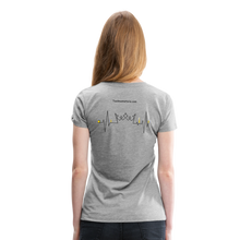 Load image into Gallery viewer, But First Coffee/Crown on the back Women’s Premium T-Shirt - heather gray
