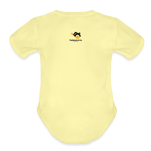 Daddy Loves Me & Tools Organic Short Sleeve Baby Bodysuit - washed yellow