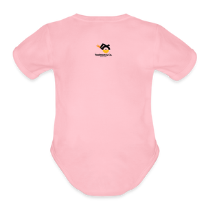 Daddy Loves Me & Tools Organic Short Sleeve Baby Bodysuit - light pink